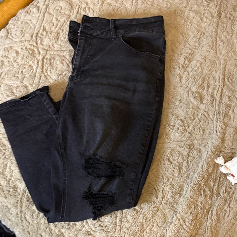 Maurices Black Distressed Skinny Jeans